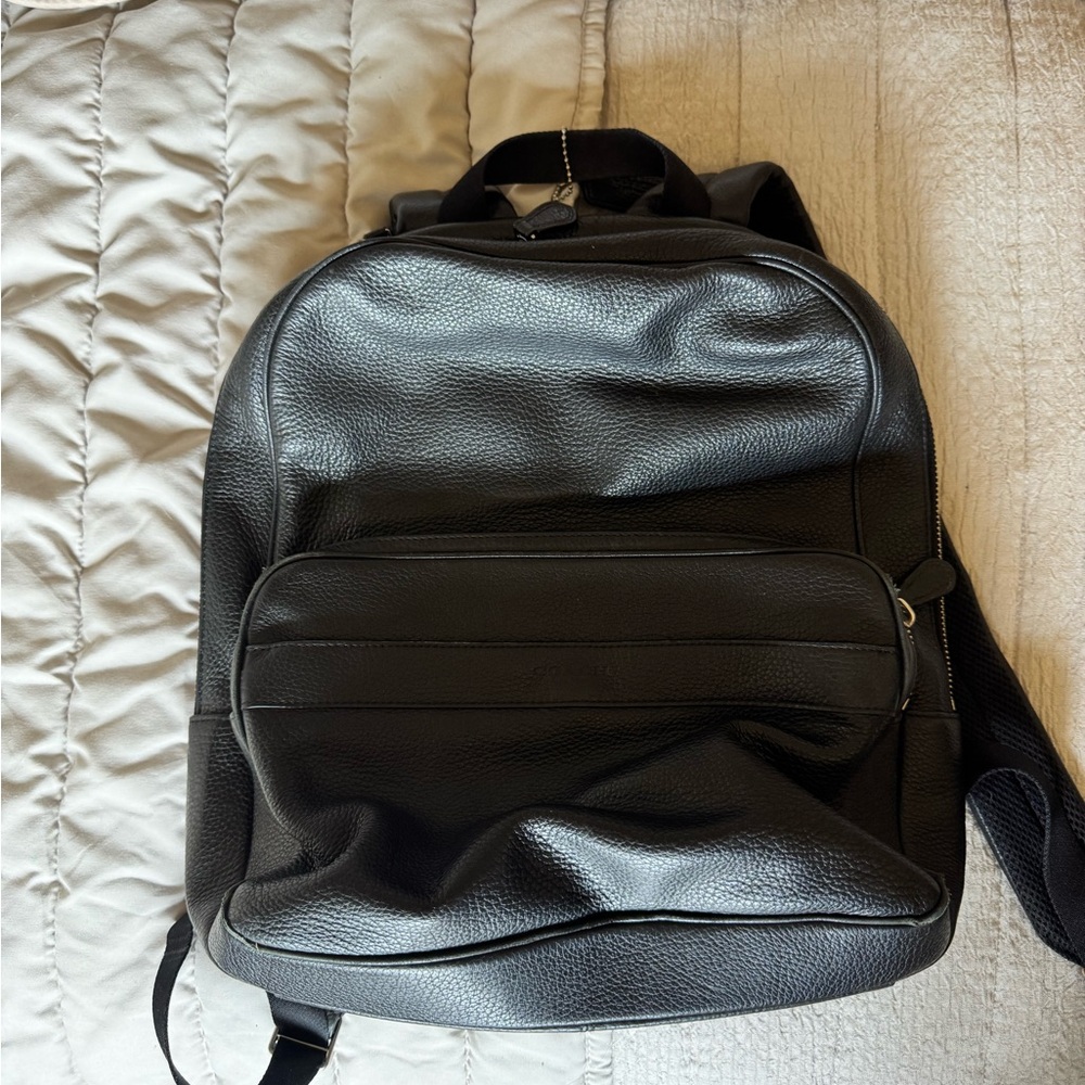 Coach Black Leather Backpack